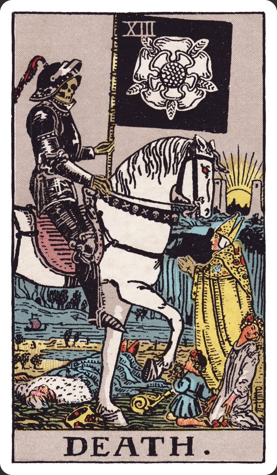 Tarotkarte XIII Der Tod aus dem Waite-Smith-Tarot, Illustration von Pamela Colman Smith