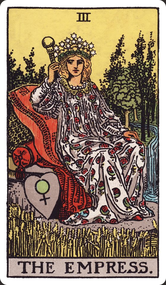 Tarotkarte III Die Herrscherin aus dem Waite-Smith-Tarot, Illustration von Pamela Colman Smith